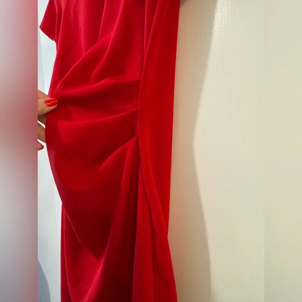 Maternity My Bump short sleeved Elegant Red Midi Dress size small - Picture 4 of 6